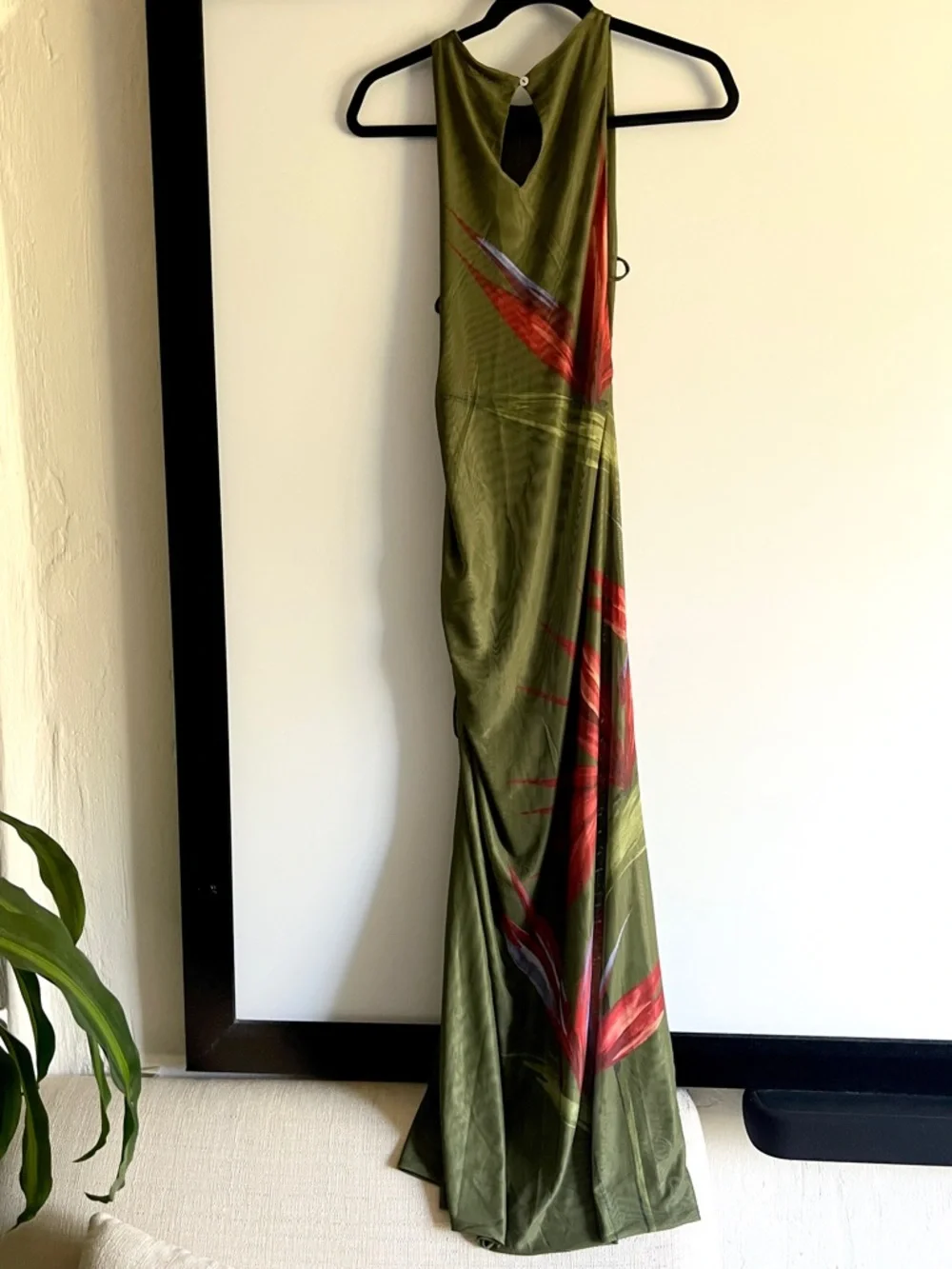 FARM Rio Dark Green Strelitzia Maxi Mesh Cover-up Beachwear Dress Size Small NWT